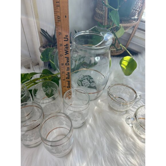 Vintage Bartlett Collins juice carafe pitcher 6 glasses creamer and sugar - Picture 9 of 10